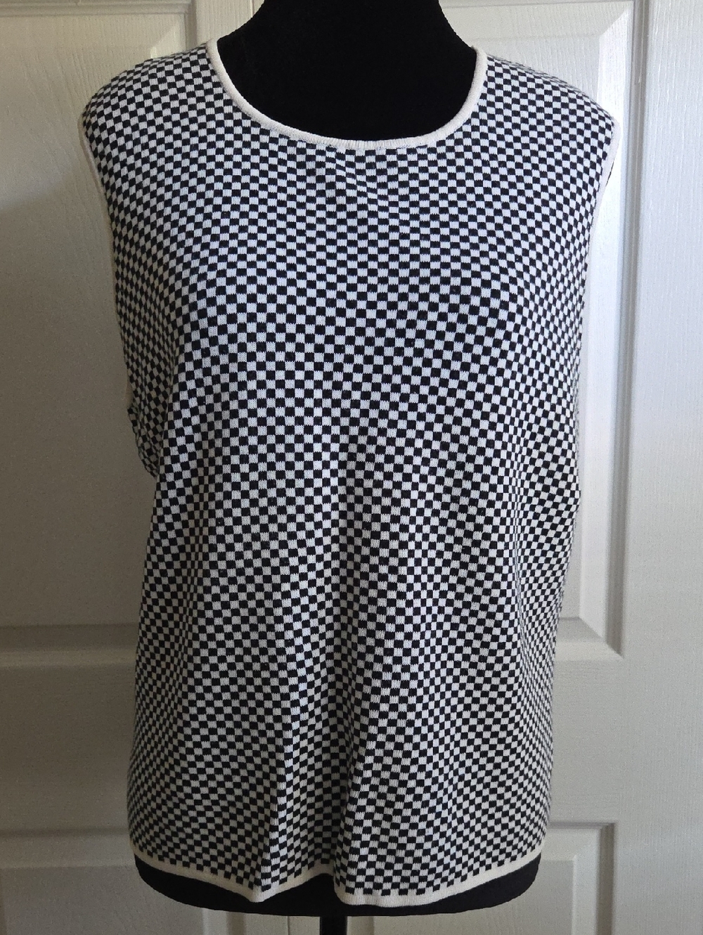 Talbots Black and White Checker Tank Top
